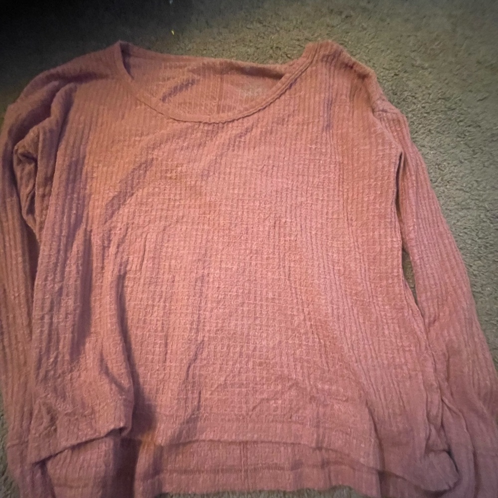 Soft Ribbed Long Sleeve Top in Dusty Rose